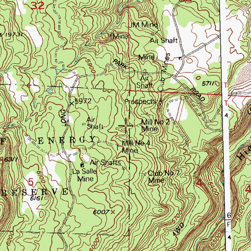 Topographic Map of Mill Number 2 Mine, CO