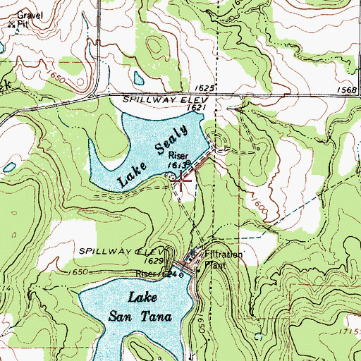 Topographic Map of Lake Sealy Dam, TX