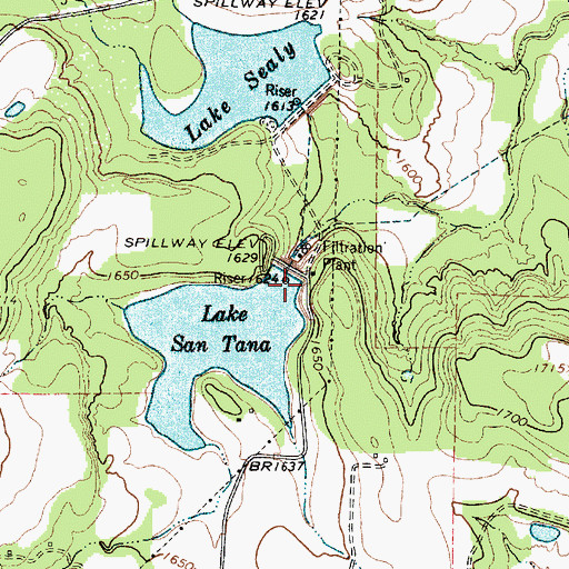 Topographic Map of San Tana Dam, TX