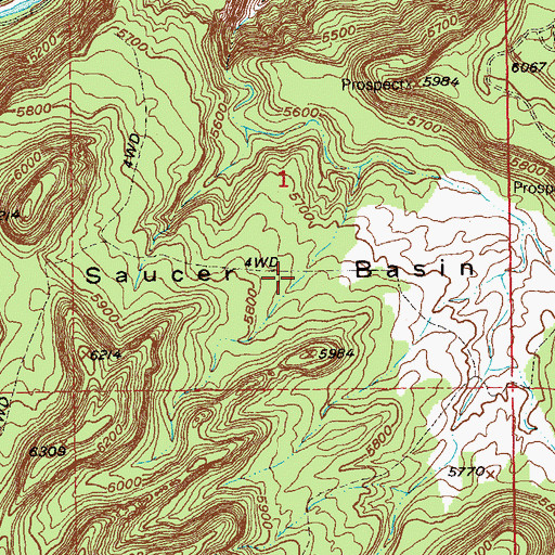 Topographic Map of Saucer Basin, CO