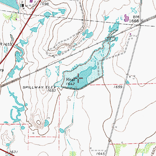Topographic Map of Soil Conservation Service Site 6a Reservoir, TX