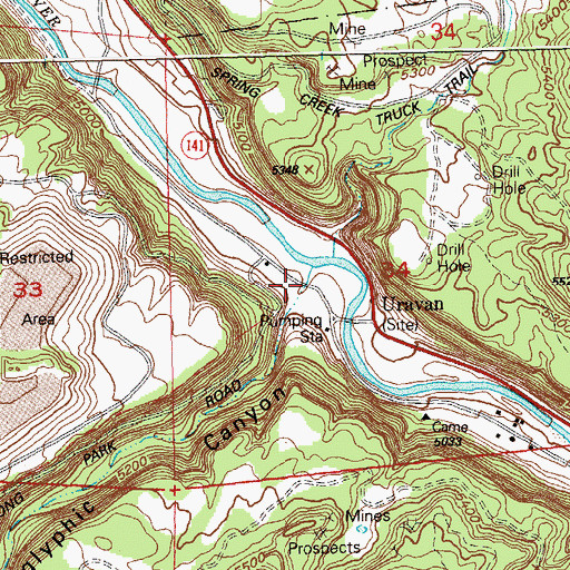 Topographic Map of Hieroglyphic Canyon, CO