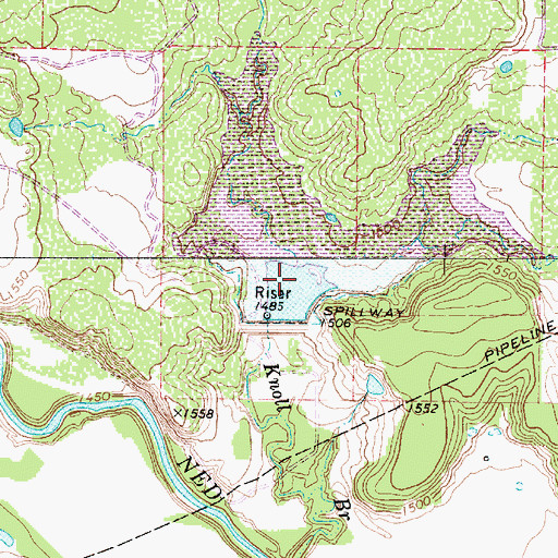 Topographic Map of Soil Conservation Service Site 2 Reservoir, TX