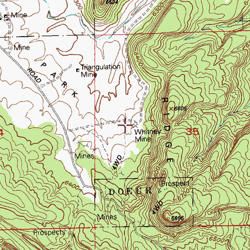 Topographic Map of Whitney Mine, CO