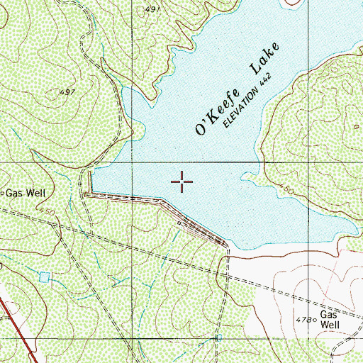 Topographic Map of O'Keefe Dam, TX