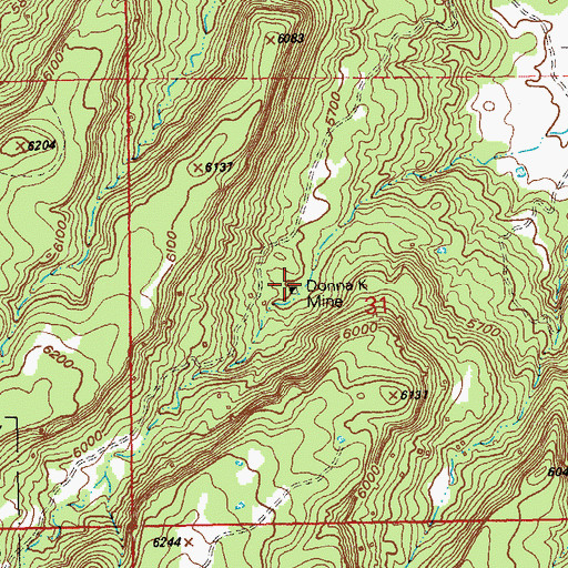 Topographic Map of Donna K Mine, CO