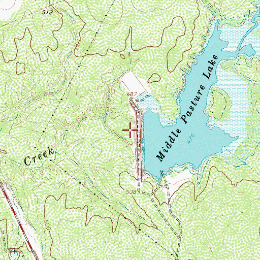 Topographic Map of Middle Pasture Lake Dam, TX