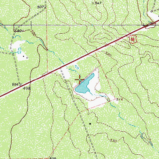 Topographic Map of Gates Lake Dam, TX