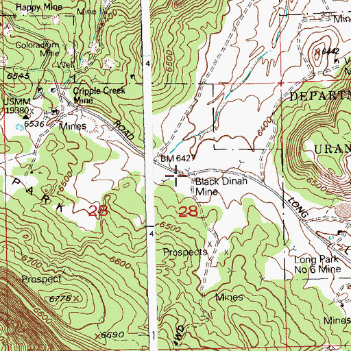 Topographic Map of Black Dinah Mine, CO