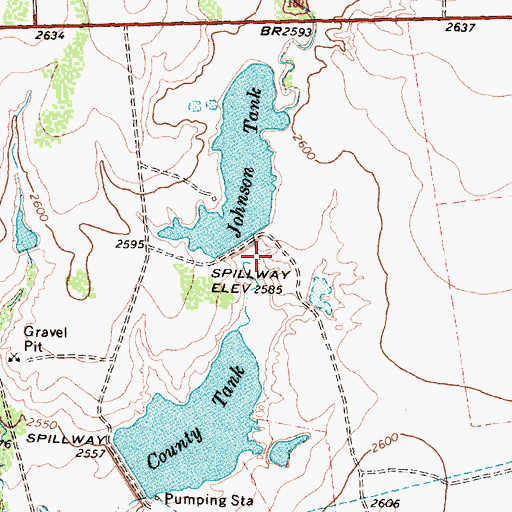 Topographic Map of Johnson Tank Dam, TX