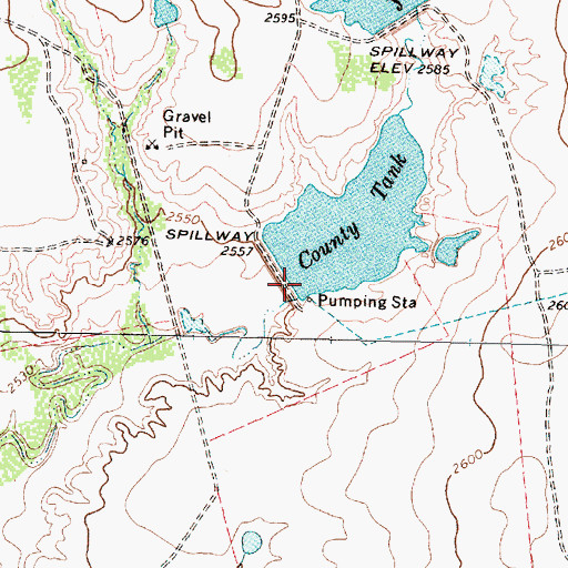 Topographic Map of County Tank Dam, TX