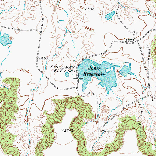Topographic Map of Jones Number 4 Dam, TX