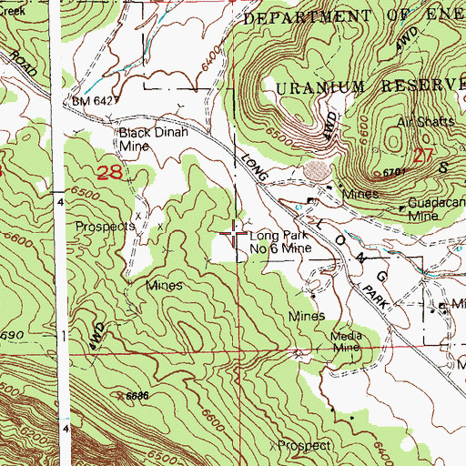 Topographic Map of Long Park Number 6 Mine, CO