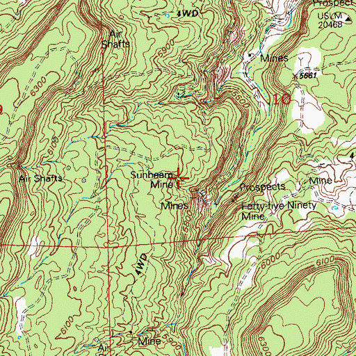 Topographic Map of Sunbeam Mine, CO