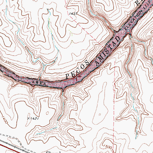 Topographic Map of Amistad Reservoir, TX