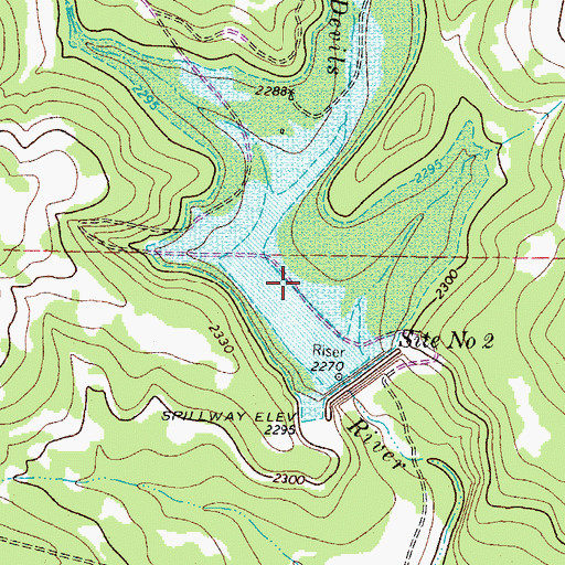 Topographic Map of Soil Conservation Service Site 2 Reservoir, TX