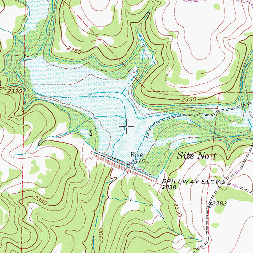 Topographic Map of Soil Conservation Service Site 1 Reservoir, TX