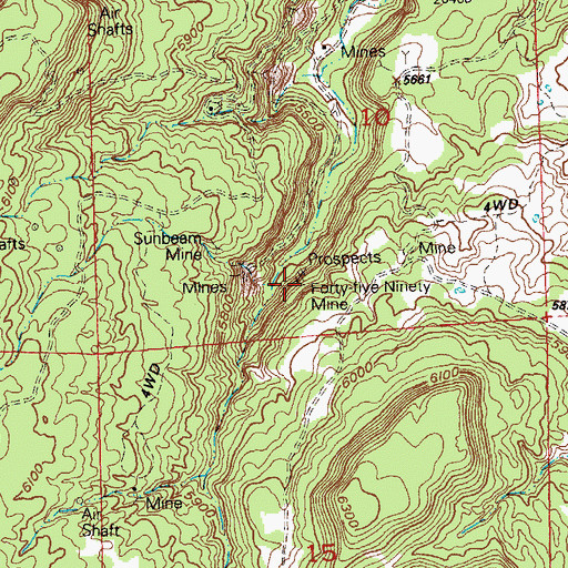 Topographic Map of Forty-five Ninety Mine, CO