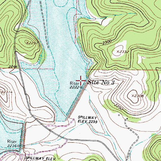 Topographic Map of Soil Conservation Service Site 3 Dam, TX