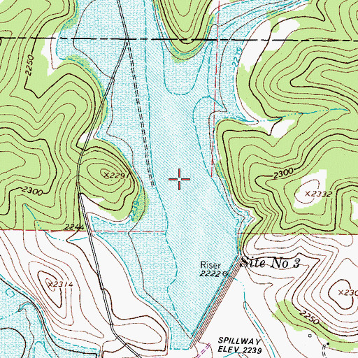 Topographic Map of Soil Conservation Service Site 3 Reservoir, TX