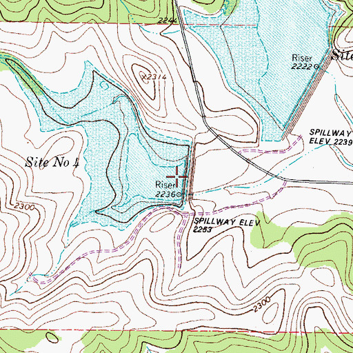 Topographic Map of Soil Conservation Service Site 4 Dam, TX