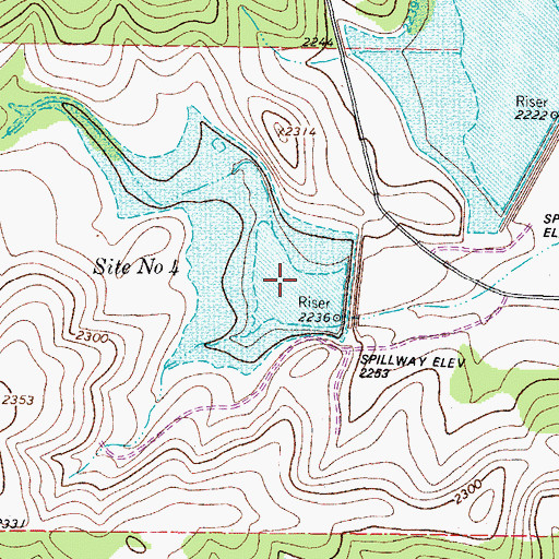 Topographic Map of Soil Conservation Service Site 4 Reservoir, TX