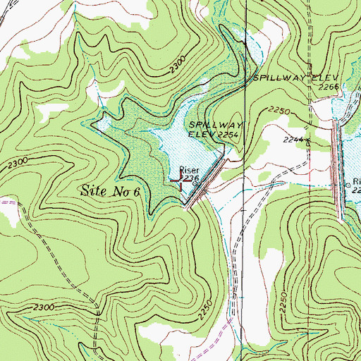 Topographic Map of Soil Conservation Service Site 6 Reservoir, TX