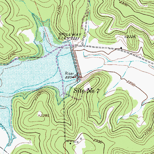 Topographic Map of Soil Conservation Service Site 7 Dam, TX