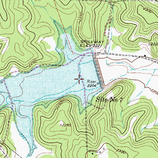 Topographic Map of Soil Conservation Service Site 7 Reservoir, TX