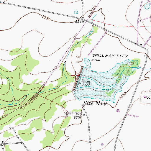 Topographic Map of Soil Conservation Service Site 9 Reservoir, TX