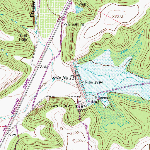 Topographic Map of Soil Conservation Service Site 11 Dam, TX