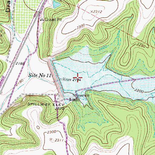 Topographic Map of Soil Conservation Service Site 11 Reservoir, TX