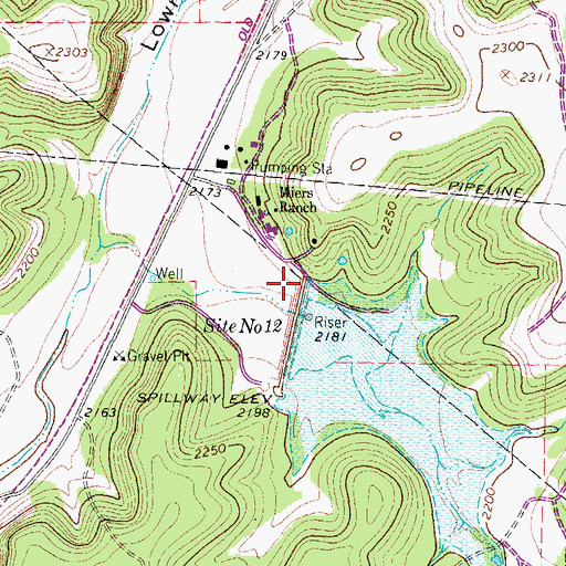 Topographic Map of Soil Conservation Service Site 12 Dam, TX