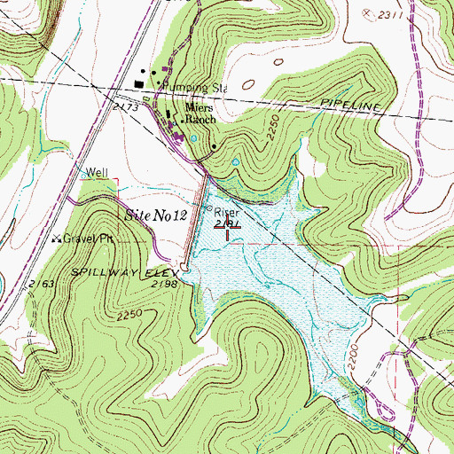 Topographic Map of Soil Conservation Service Site 12 Reservoir, TX