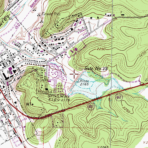 Topographic Map of Soil Conservation Service Site 13 Dam, TX