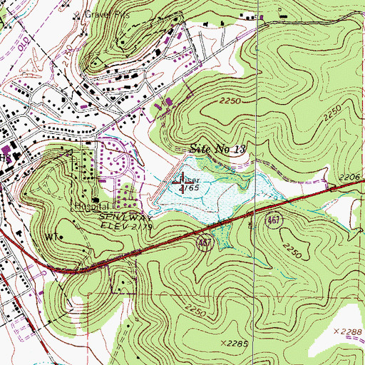 Topographic Map of Soil Conservation Service Site 13 Reservoir, TX