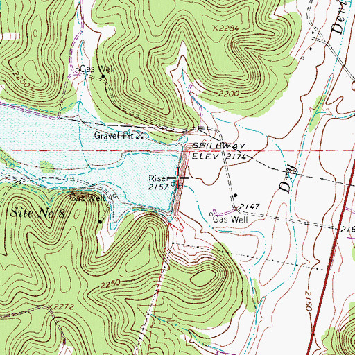 Topographic Map of Soil Conservation Service Site 8 Dam, TX