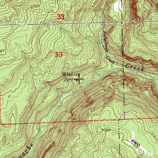 Topographic Map of Stinking Springs, CO
