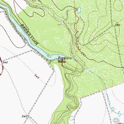 Topographic Map of Bookout Lake, TX