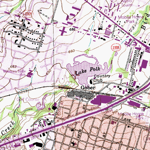 Topographic Map of Country Club Dam, TX