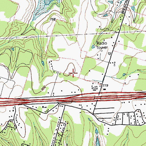 Topographic Map of Soil Conservation Service Site 14 Reservoir, TX