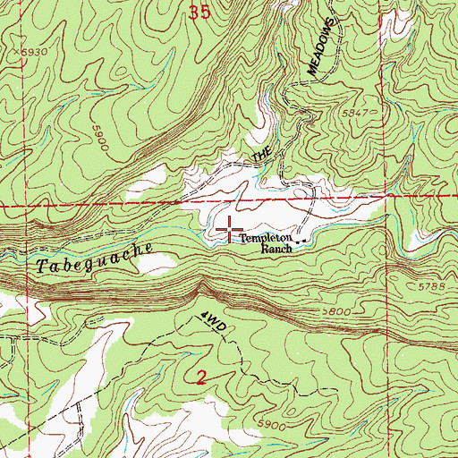 Topographic Map of Templeton Ranch, CO