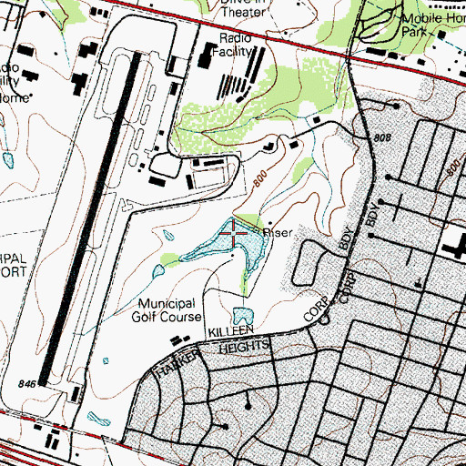 Topographic Map of City of Killeen Reservoir, TX