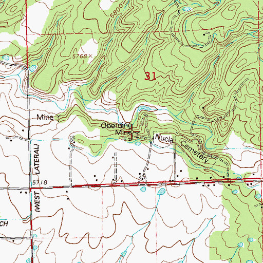 Topographic Map of Oberding Mine, CO