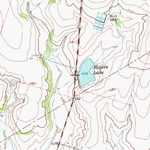 Topographic Map of Rogers Lake Dam, TX