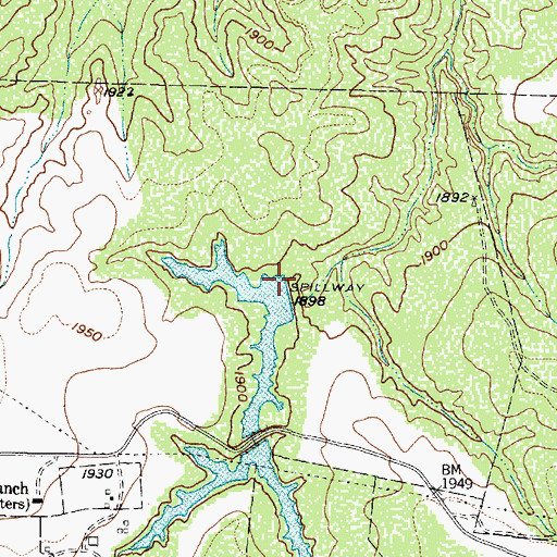 Topographic Map of Bar S Ranch Lake Dam, TX