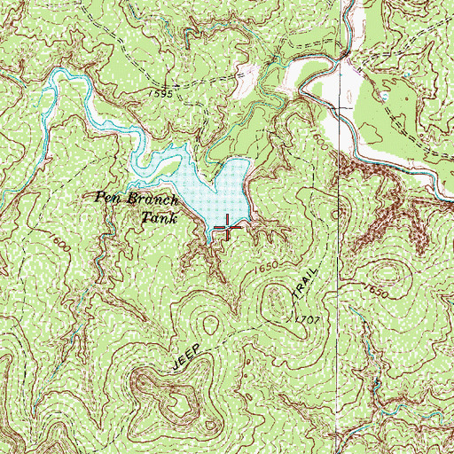 Topographic Map of Pen Branch Tank Dam, TX