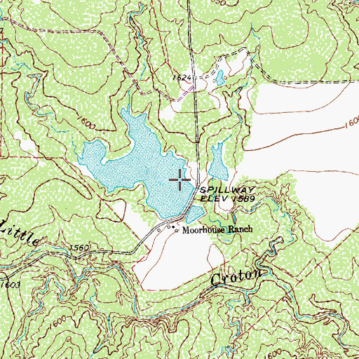 Topographic Map of Moorhouse Lake Dam, TX