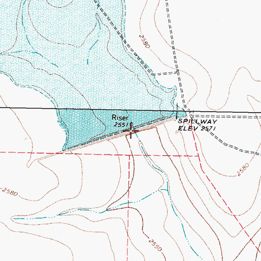 Topographic Map of Soil Conservation Service Site 1 Dam, TX