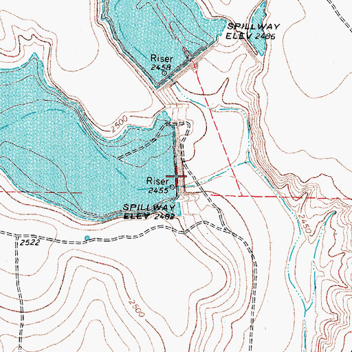 Topographic Map of Soil Conservation Service Site 4 Dam, TX